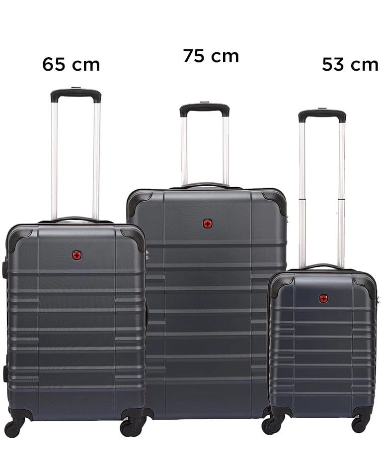 Wenger Amplar 3 Piece (53+65+75 Cm) 4-Double Wheeled Hardside Non-Expandable Luggage Trolley Set - Navy Blue - Image 1